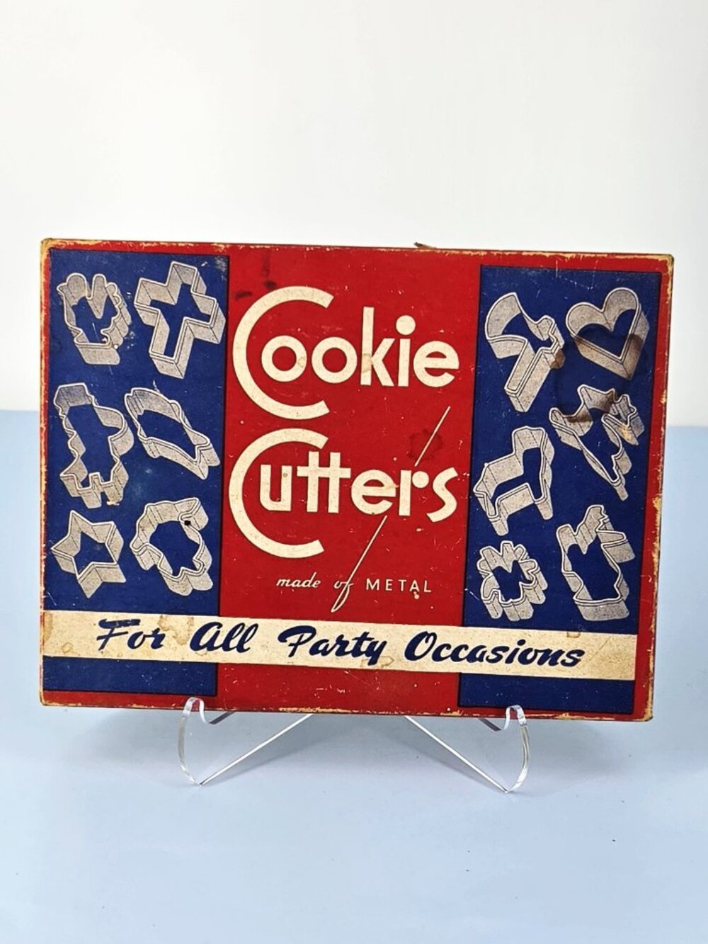 1930 Cookie Cutters For All Party Occasions Variety 8 Metal Cutters Original Box